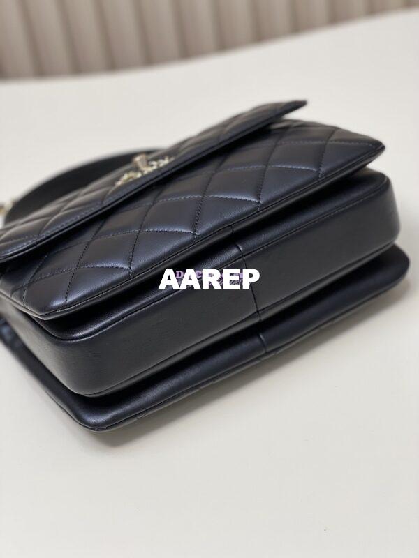Replica Chanel New 23S Trendy CC Lambskin Flap Bag With Top Handle A92236 Black 9