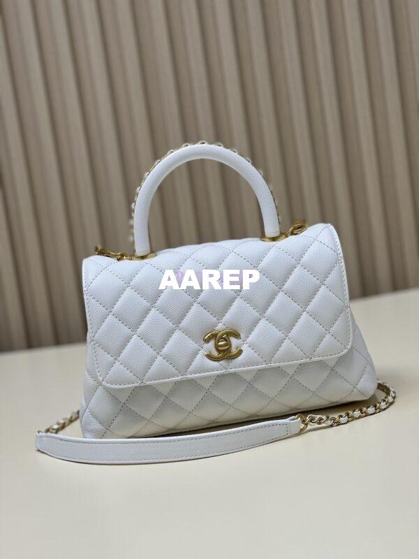 Replica Chanel Coco Bag Braided Handle in Caviar with Edge Stitching 92990 White 3