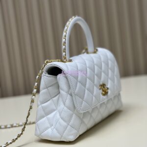 Replica Chanel Coco Bag Braided Handle in Caviar with Edge Stitching 92990 White 2