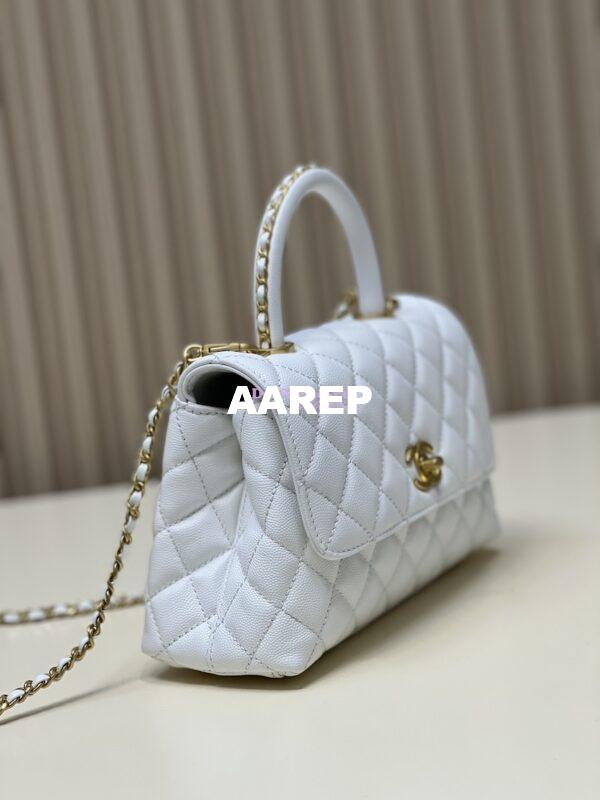 Replica Chanel Coco Bag Braided Handle in Caviar with Edge Stitching 92990 White 4