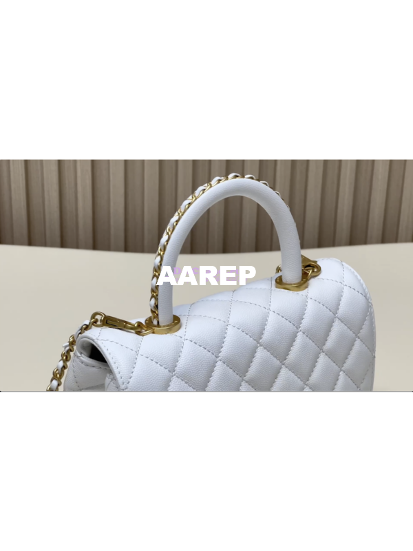 Replica Chanel Coco Bag Braided Handle in Caviar with Edge Stitching 92990 White 5