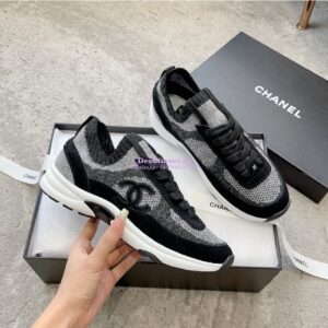 Replica Chanel Trainer Knit & Suede Calfskin G38750 Black