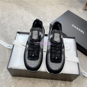 Replica Chanel Trainer Knit & Suede Calfskin G38750 Black 2