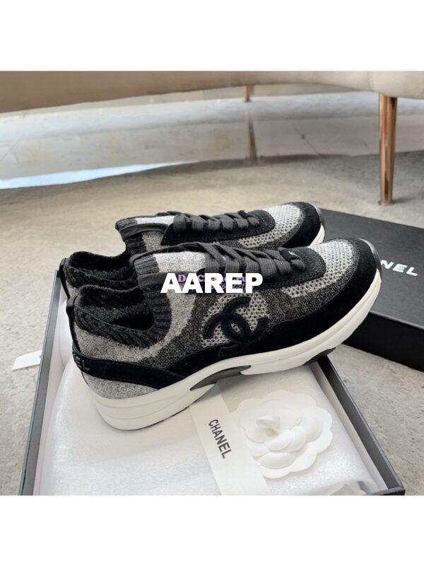Replica Chanel Trainer Knit & Suede Calfskin G38750 Black 3