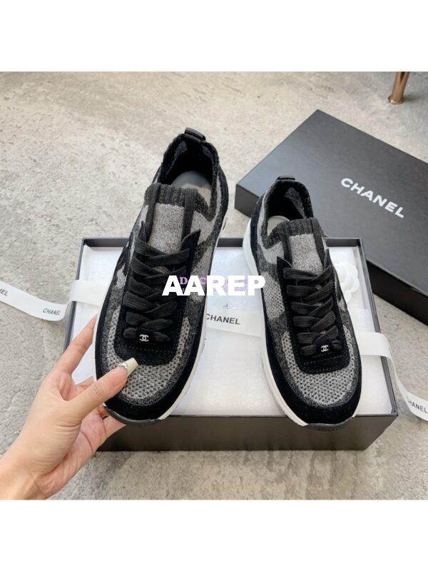 Replica Chanel Trainer Knit & Suede Calfskin G38750 Black 5
