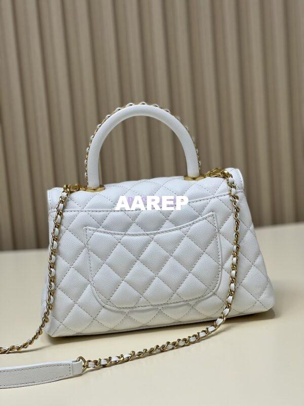 Replica Chanel Coco Bag Braided Handle in Caviar with Edge Stitching 92990 White 9