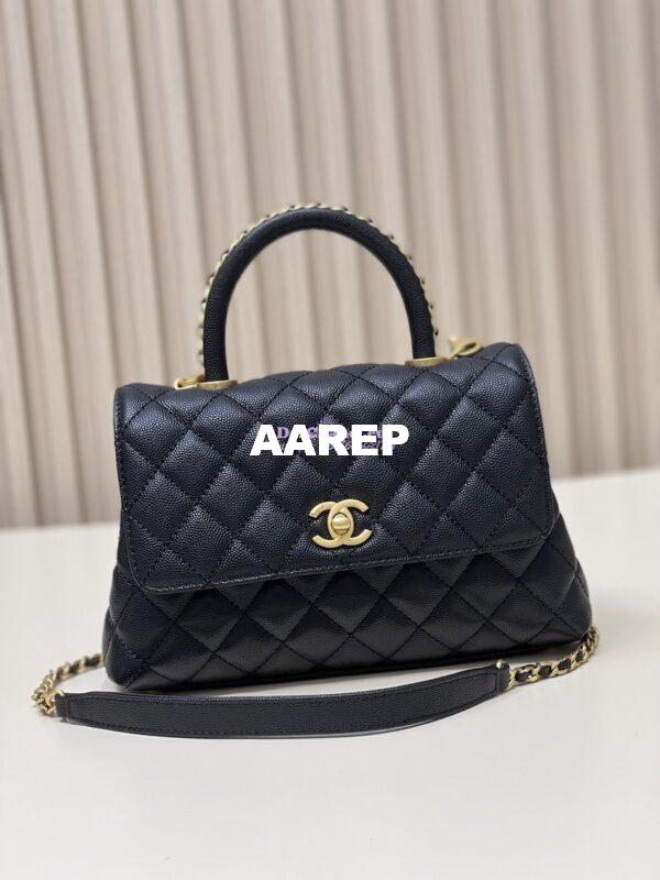 Replica Chanel Coco Bag Braided Handle in Caviar with Edge Stitching 92990 Black 3