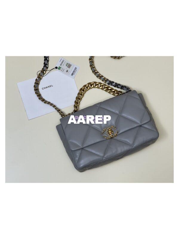 Replica Chanel 19 Large Flap Bag AS1161 Lambskin Grey