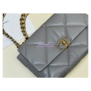 Replica Chanel 19 Large Flap Bag AS1161 Lambskin Grey 2