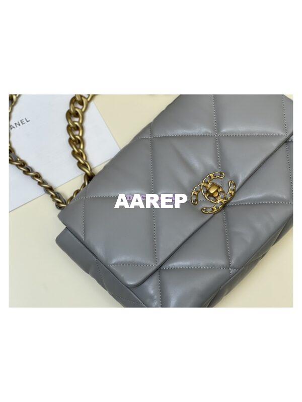 Replica Chanel 19 Large Flap Bag AS1161 Lambskin Grey 2