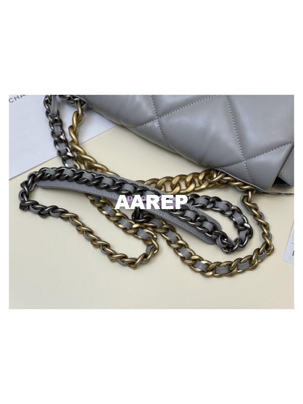 Replica Chanel 19 Large Flap Bag AS1161 Lambskin Grey 4