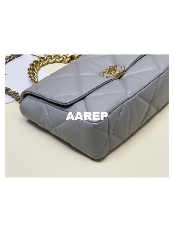 Replica Chanel 19 Large Flap Bag AS1161 Lambskin Grey 7
