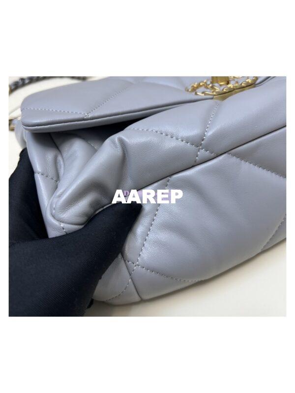 Replica Chanel 19 Large Flap Bag AS1161 Lambskin Grey 8