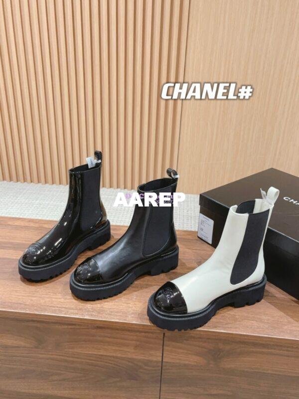 Replica Chanel Ankle Boots in Patent Calfskin with Patent Toe G38218 Black