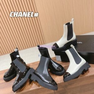Replica Chanel Ankle Boots in Patent Calfskin with Patent Toe G38218 Black 2