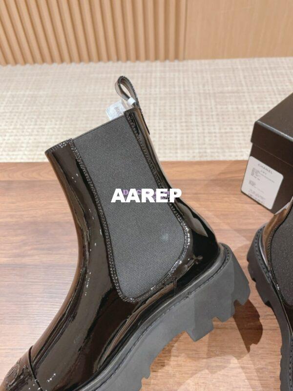 Replica Chanel Ankle Boots in Patent Calfskin with Patent Toe G38218 Black 8