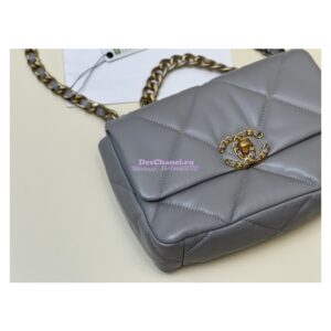 Replica Chanel 19 Small Flap Bag AS1160 Lambskin Grey 2