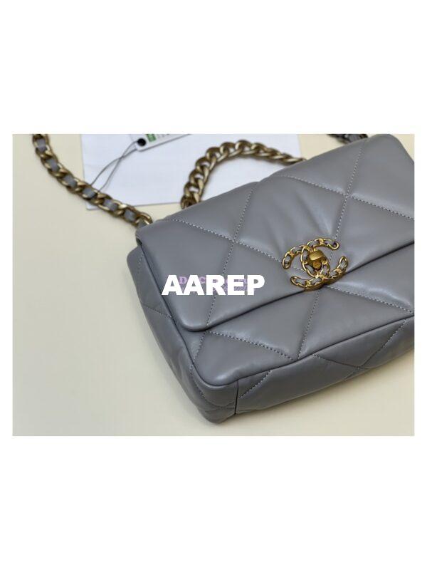 Replica Chanel 19 Small Flap Bag AS1160 Lambskin Grey 2