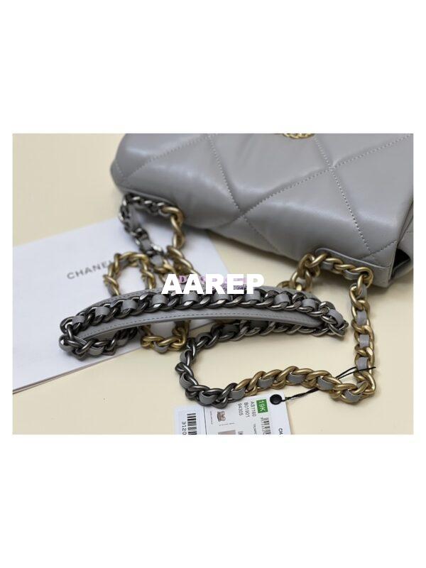 Replica Chanel 19 Small Flap Bag AS1160 Lambskin Grey 4