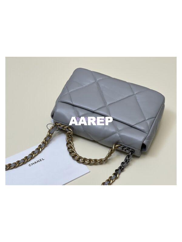 Replica Chanel 19 Small Flap Bag AS1160 Lambskin Grey 5