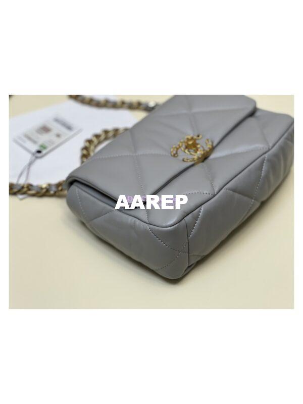 Replica Chanel 19 Small Flap Bag AS1160 Lambskin Grey 8