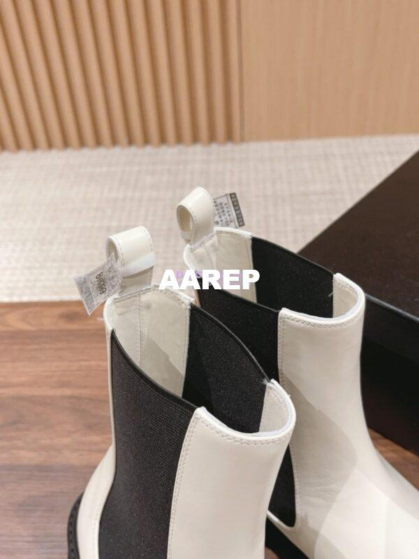 Replica Chanel Ankle Boots in Calfskin with Patent Toe G38218 White 9
