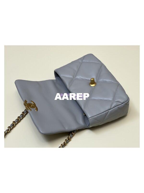 Replica Chanel 19 Small Flap Bag AS1160 Lambskin Grey 10