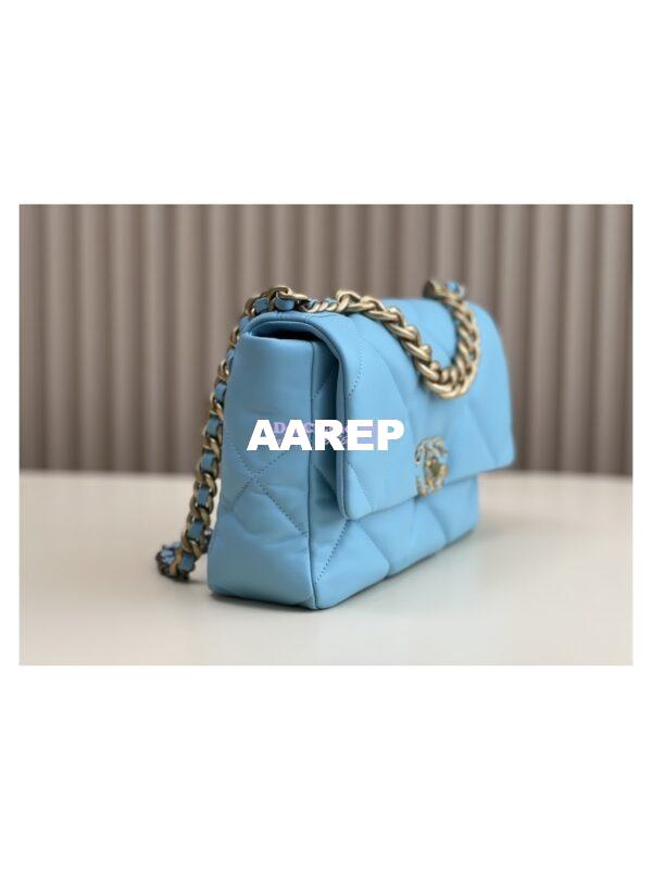 Replica Chanel 19 Large Flap Bag AS1161 Lambskin Neon Blue 5