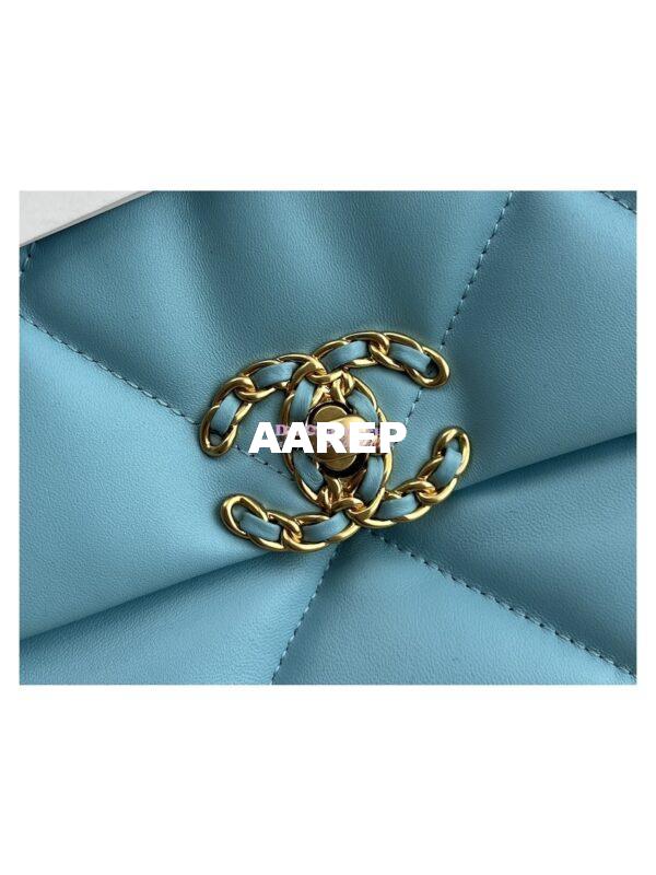 Replica Chanel 19 Large Flap Bag AS1161 Lambskin Neon Blue 6