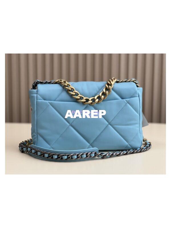 Replica Chanel 19 Large Flap Bag AS1161 Lambskin Neon Blue 7