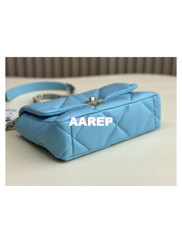 Replica Chanel 19 Large Flap Bag AS1161 Lambskin Neon Blue 9