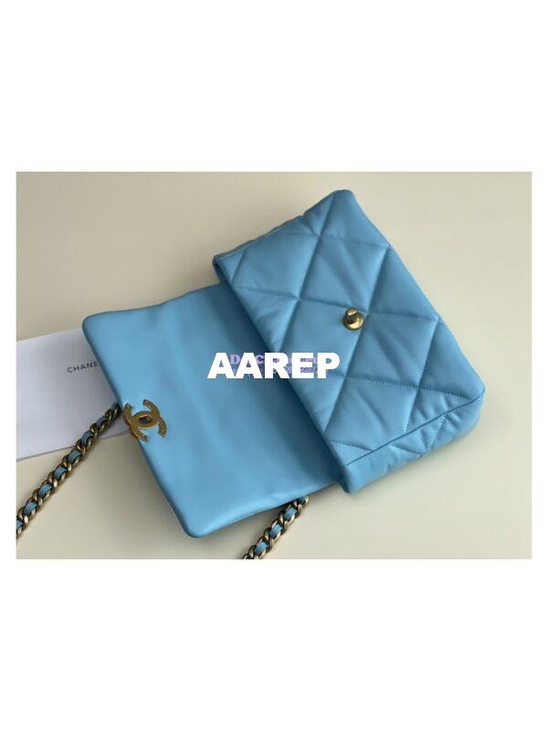 Replica Chanel 19 Large Flap Bag AS1161 Lambskin Neon Blue 10