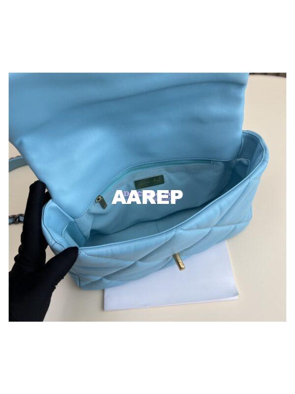 Replica Chanel 19 Large Flap Bag AS1161 Lambskin Neon Blue 11