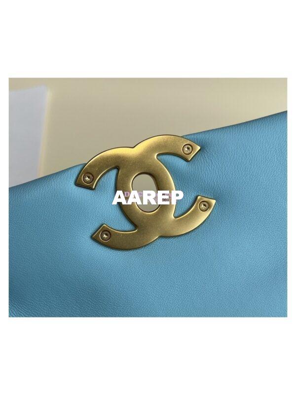 Replica Chanel 19 Large Flap Bag AS1161 Lambskin Neon Blue 13
