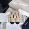 Replica Chanel Lambskin & Grosgrain Pearl CC Slingback Open Shoes Flat G39022 Black 2