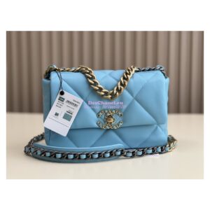 Replica Chanel 19 Small Flap Bag AS1160 Lambskin Neon Blue