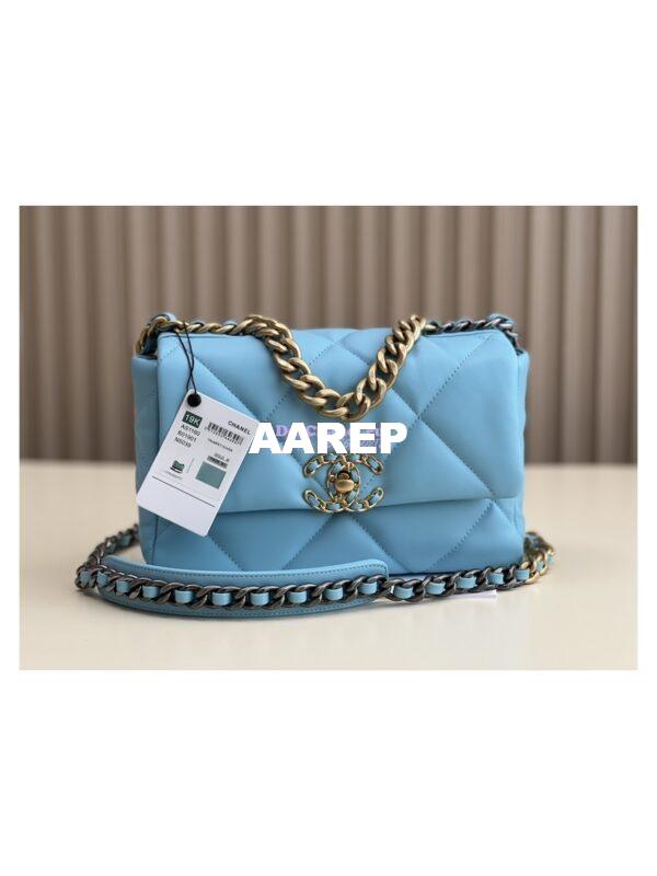 Replica Chanel 19 Small Flap Bag AS1160 Lambskin Neon Blue