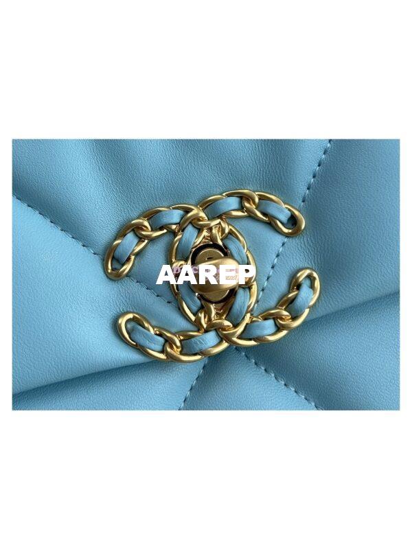 Replica Chanel 19 Small Flap Bag AS1160 Lambskin Neon Blue 4