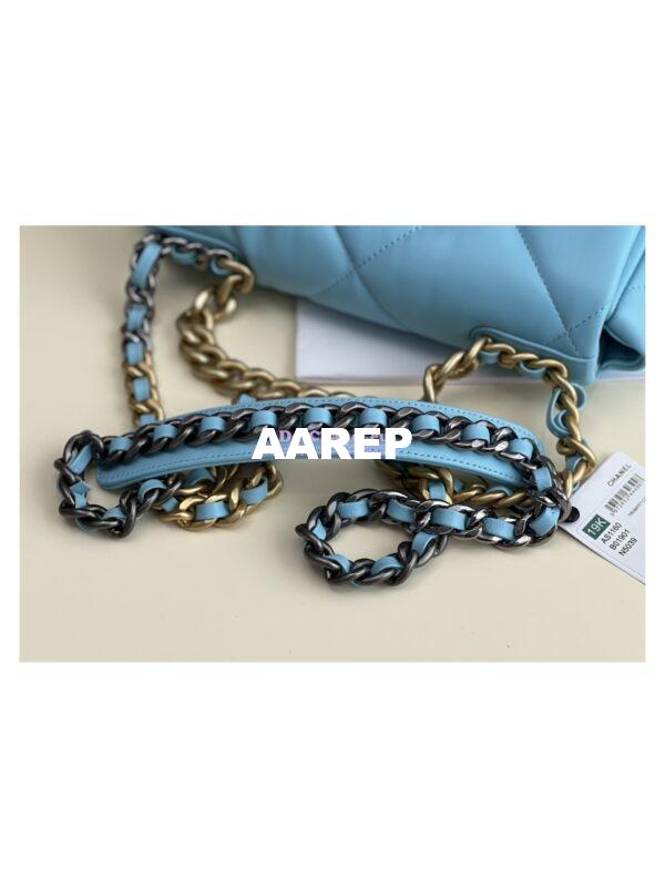 Replica Chanel 19 Small Flap Bag AS1160 Lambskin Neon Blue 5