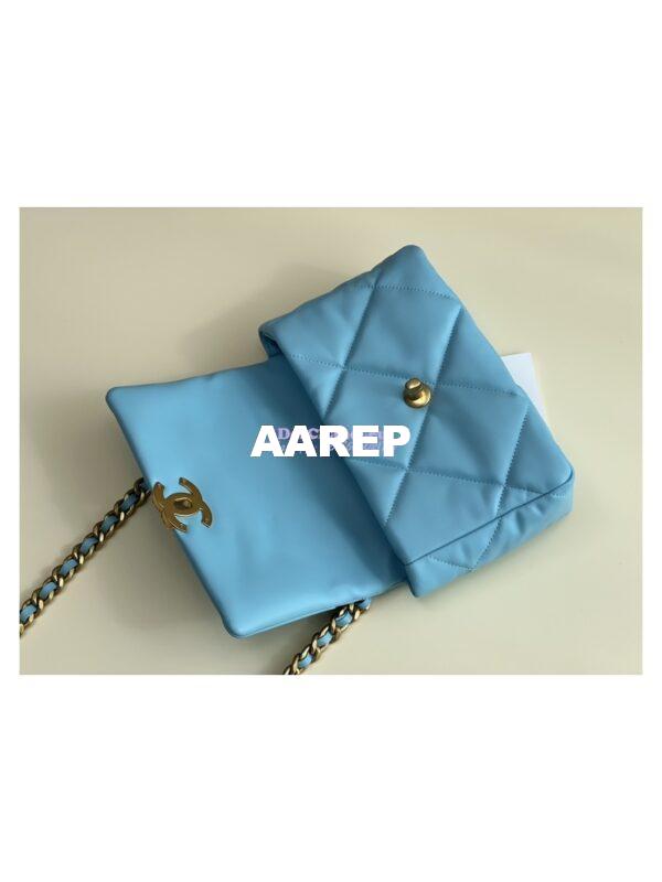 Replica Chanel 19 Small Flap Bag AS1160 Lambskin Neon Blue 7