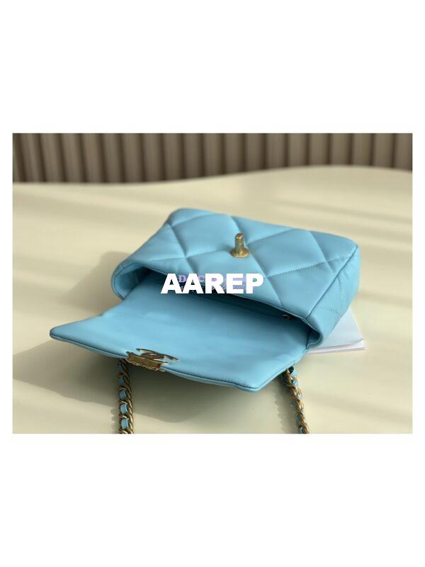 Replica Chanel 19 Small Flap Bag AS1160 Lambskin Neon Blue 8