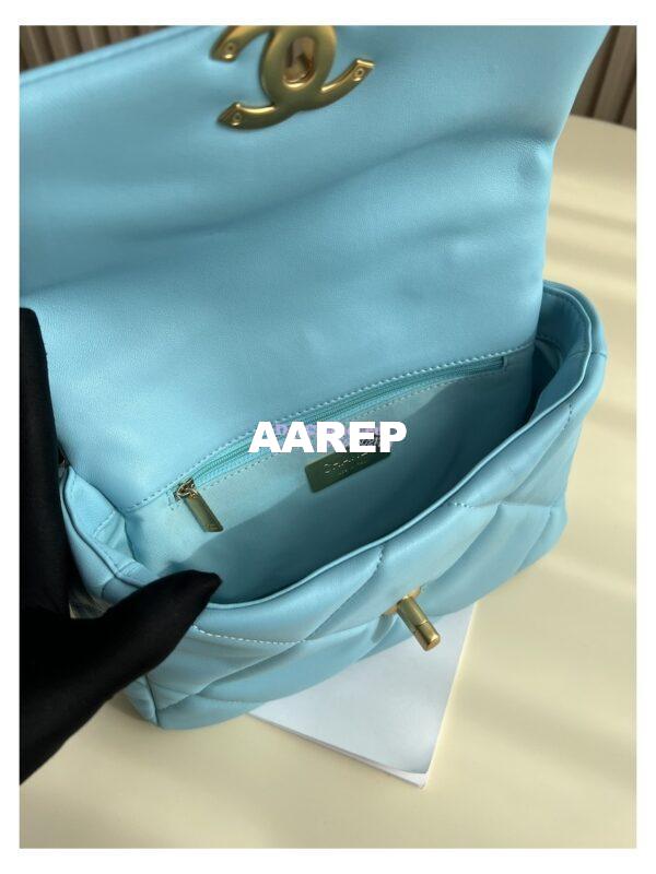 Replica Chanel 19 Small Flap Bag AS1160 Lambskin Neon Blue 9