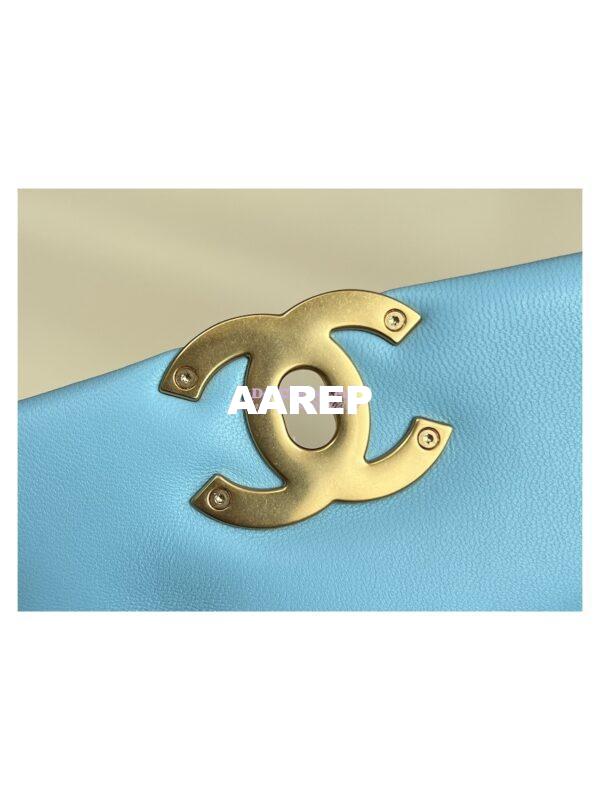 Replica Chanel 19 Small Flap Bag AS1160 Lambskin Neon Blue 10