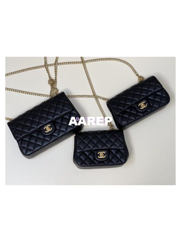 Replica Chanel CF23 Lambskin Flap Bag with Camellia Crush Chain AS4064 Black 3
