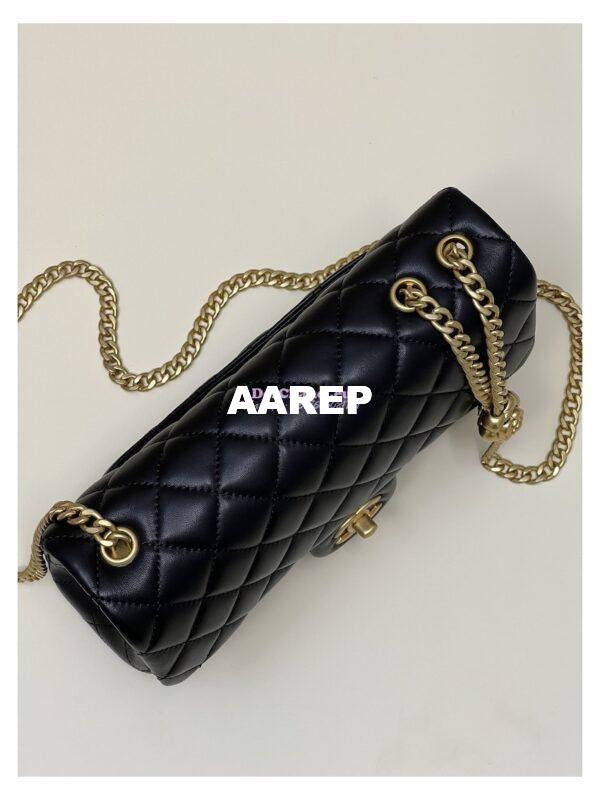 Replica Chanel CF23 Lambskin Flap Bag with Camellia Crush Chain AS4064 Black 8