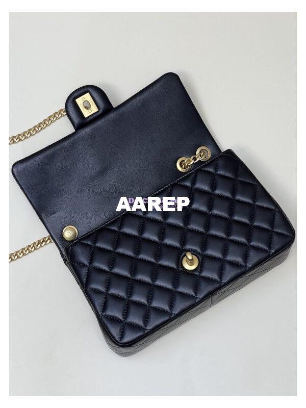Replica Chanel CF23 Lambskin Flap Bag with Camellia Crush Chain AS4064 Black 15