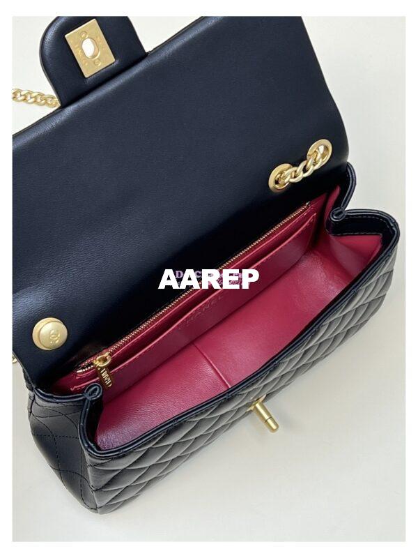 Replica Chanel CF23 Lambskin Flap Bag with Camellia Crush Chain AS4064 Black 16