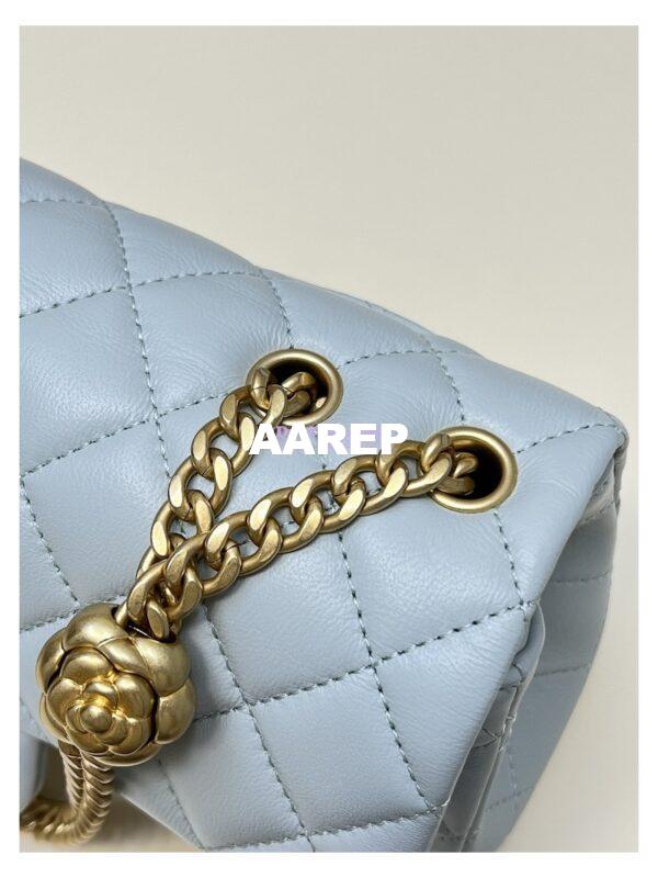Replica Chanel Lambskin Flap Bag with Camellia Crush Chain AS4041 Cloud Blue 8