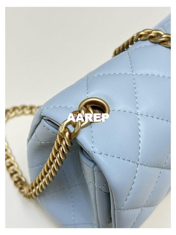 Replica Chanel Lambskin Flap Bag with Camellia Crush Chain AS4041 Cloud Blue 10