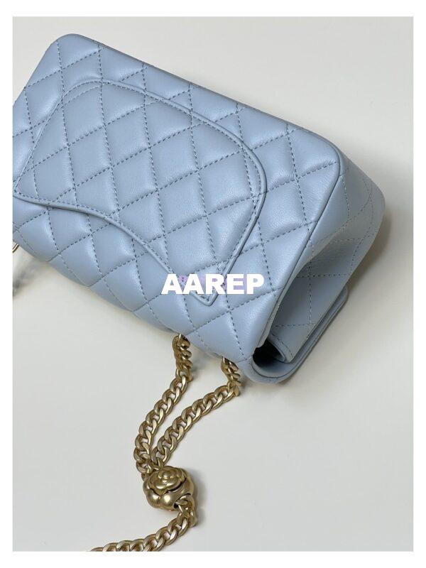 Replica Chanel Lambskin Flap Bag with Camellia Crush Chain AS4041 Cloud Blue 12